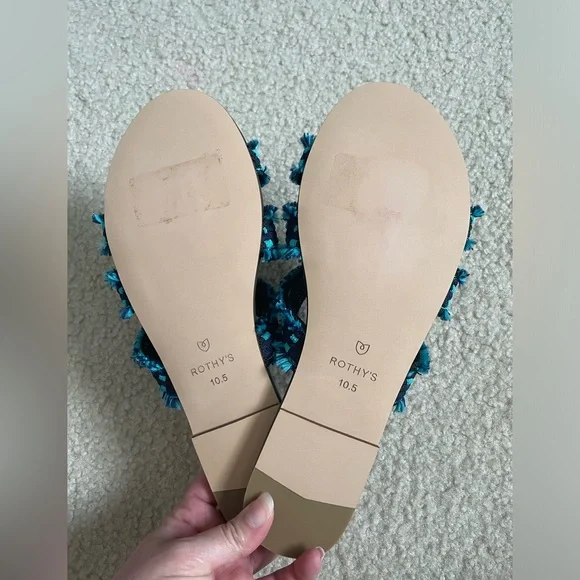 Rothy’s Teal Fringe Strap Sandals - Picture 2 of 4
